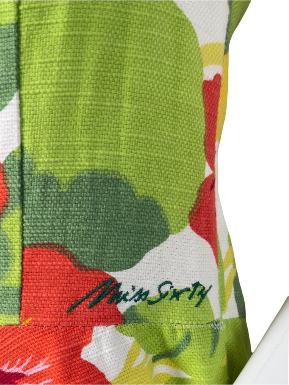Miss Sixty Hibiscus Lime Green Floral Halter Dress - Picture 6 of 9